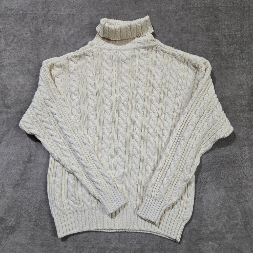 Eddie Bauer Turtleneck Fisherman Cable Knit Sweater Mens Medium Heritage Preppy